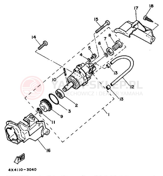 Schemat "Pompa olejowa" do Yamaha Y-ZINGER PW50S