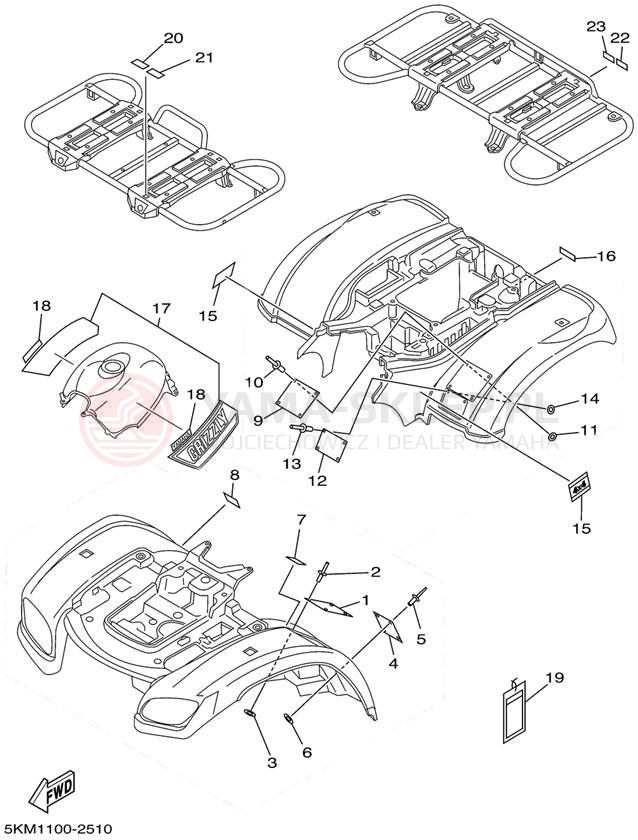 Schemat "naklejki" do Yamaha GRIZZLY 660 YFM660FP