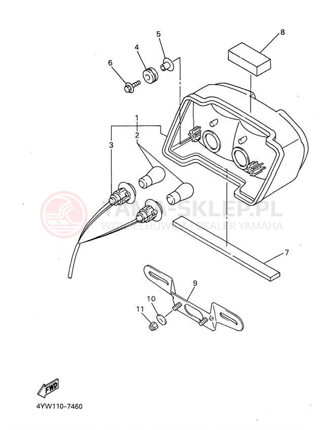 Schemat "lampa tył" do Yamaha YZF1000RJC/YZF1000RJ