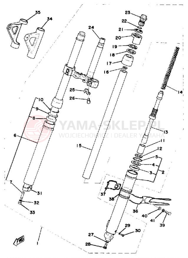 Schemat "Amortyzatory przód" do Yamaha DT175C
