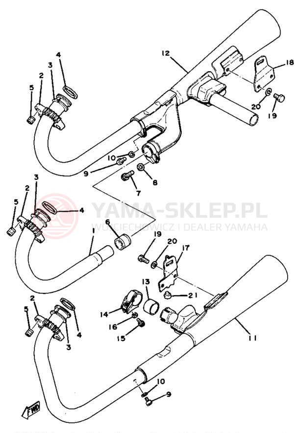 Schemat "Wydech końcowy" do Yamaha XS750SE