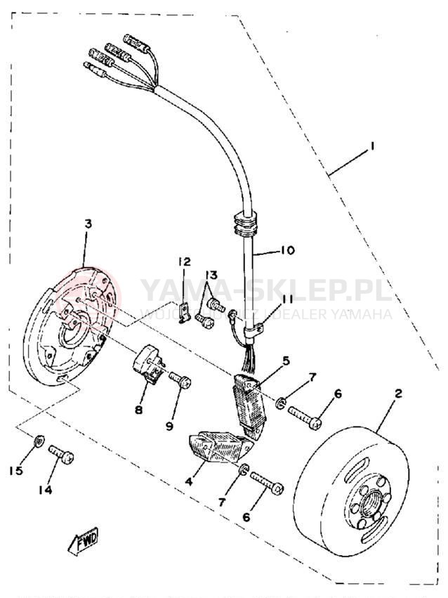 Schemat "Moduł zapłonowy - cewka" do Yamaha IT250E/IT400E