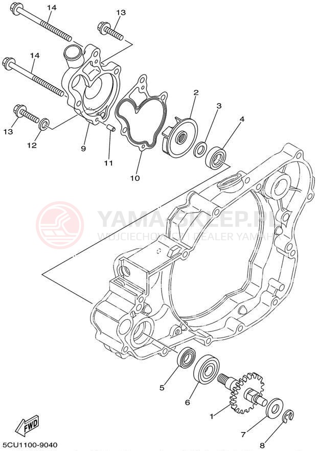 Schemat "Pompa wody" do Yamaha YZ250 YZ250P