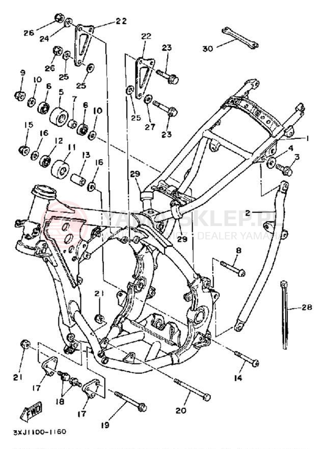 Schemat "rama" do Yamaha YZ125B