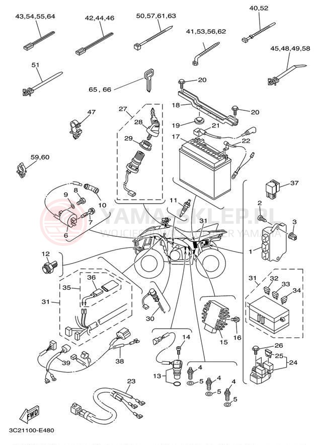 Schemat "układ elektryczny" do Yamaha WOLVERINE 450 4WD YFM45FXYL