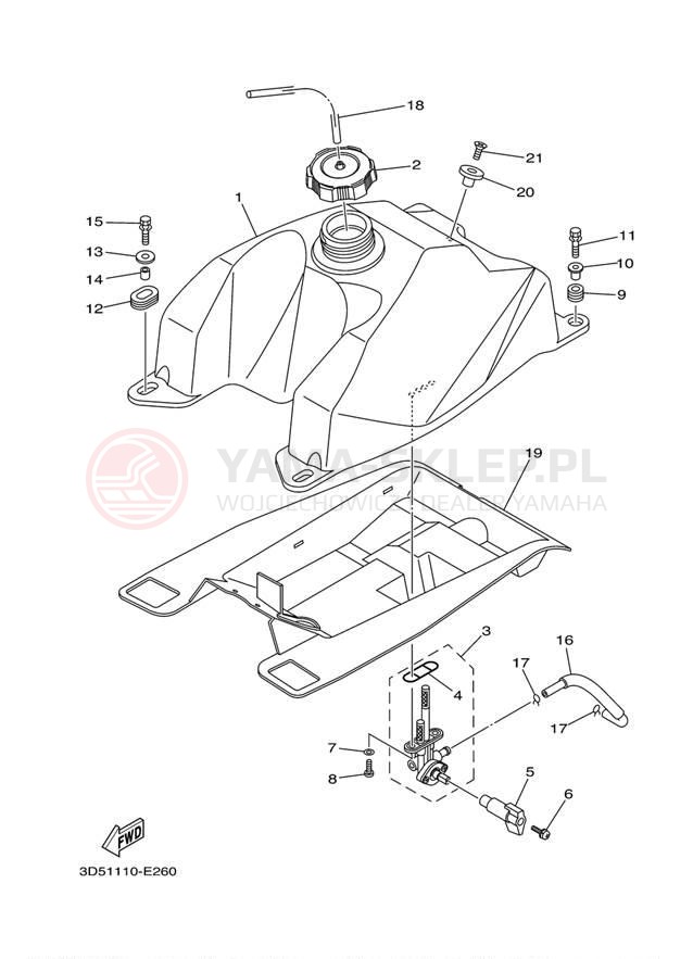 Schemat "zbiornik paliwa" do Yamaha WOLVERINE 350 2WD YFM35XV