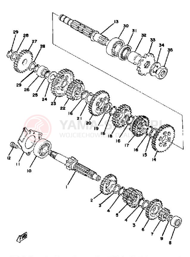 Schemat "Skrzynia biegów " do Yamaha YZ100E
