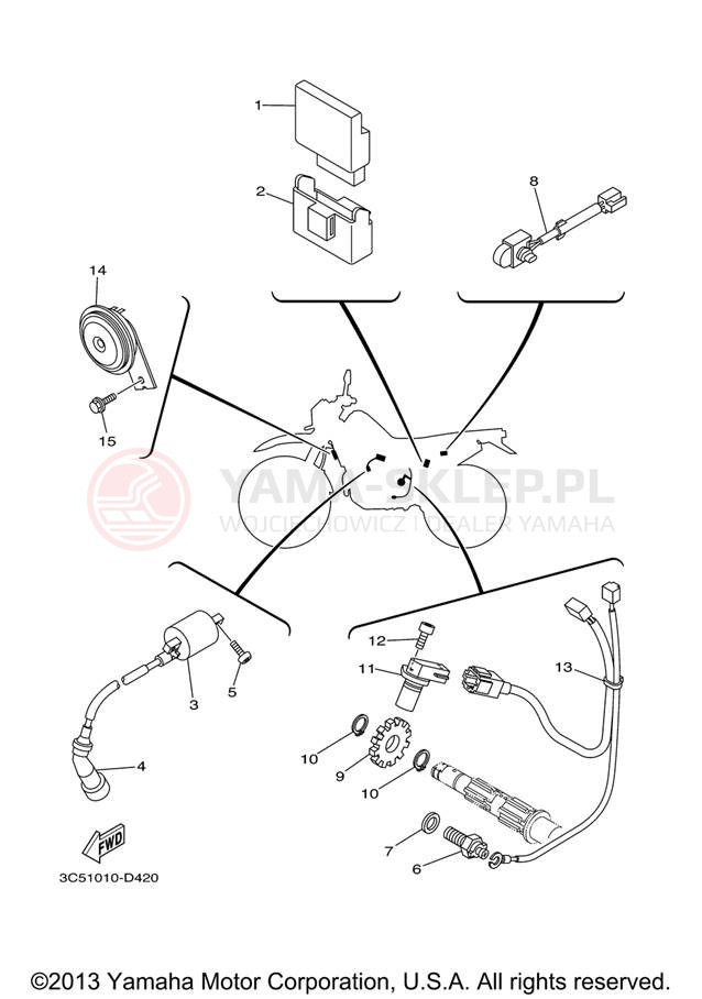 Schemat "układ elektryczny" do Yamaha XT250 XT250X/XT250XC