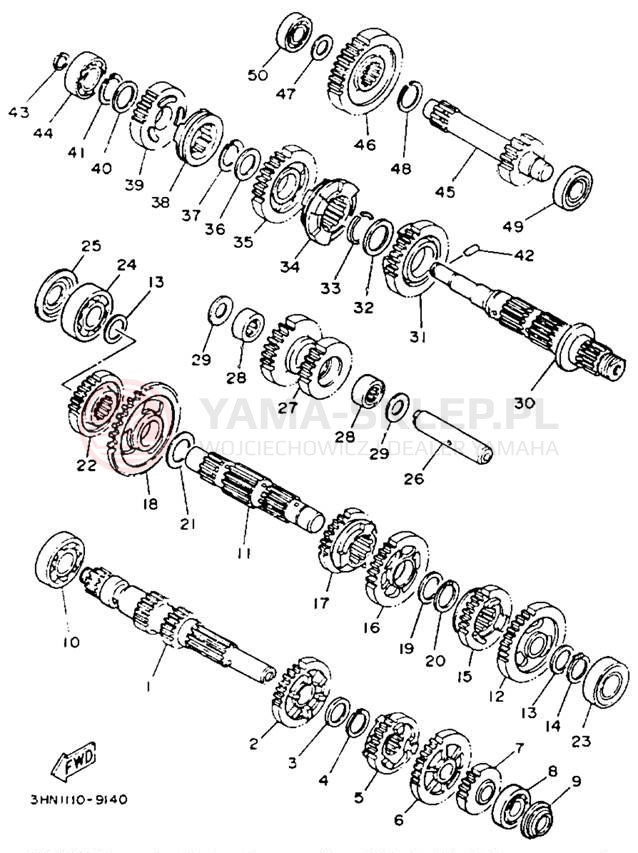 Schemat "Skrzynia biegów " do Yamaha BIG BEAR 4WD YFM350FWE_