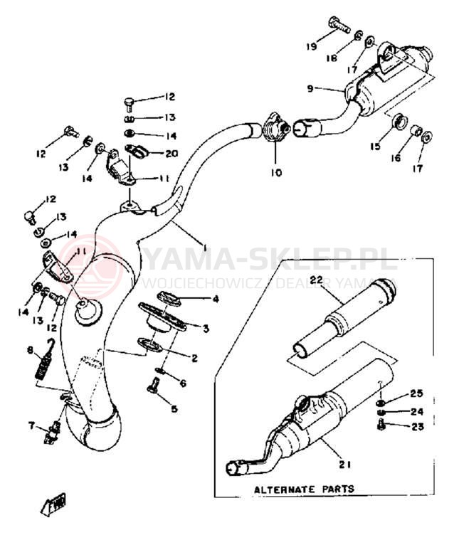 Schemat "Wydech końcowy" do Yamaha YZ125X/YZ100C