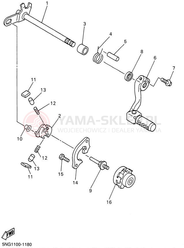 Schemat "Dźwignia zmiany biegów, wałek" do Yamaha WR426F WR426FN