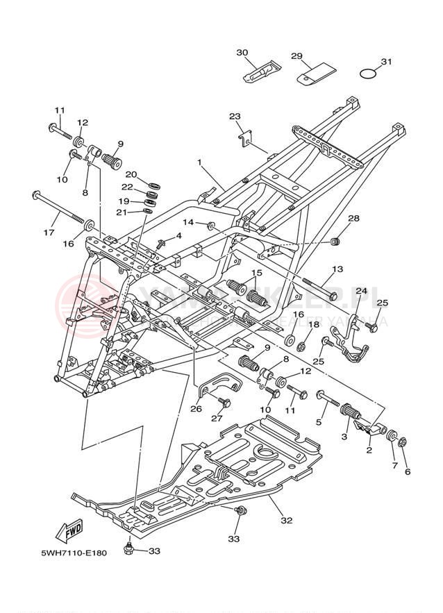 Schemat "rama" do Yamaha GRIZZLY 350 2WD YFM35GW
