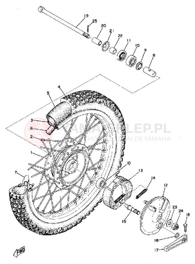 Schemat "Koło przód" do Yamaha MX125A