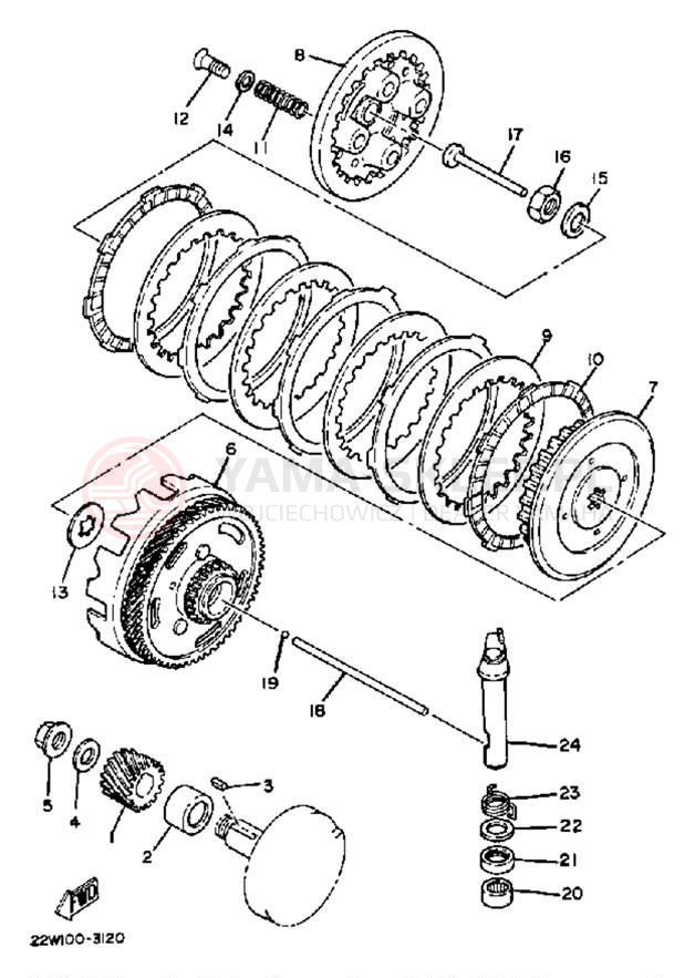 Schemat "sprzęgło" do Yamaha YZ80 YZ80K