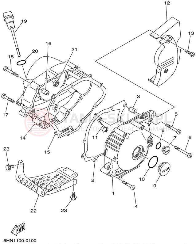 Schemat "Pokrywa silnika" do Yamaha TTR90 TTR90P
