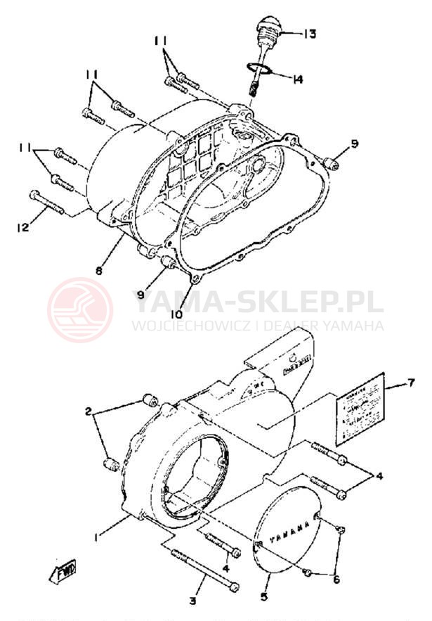 Schemat "Pokrywa silnika" do Yamaha LB50PH