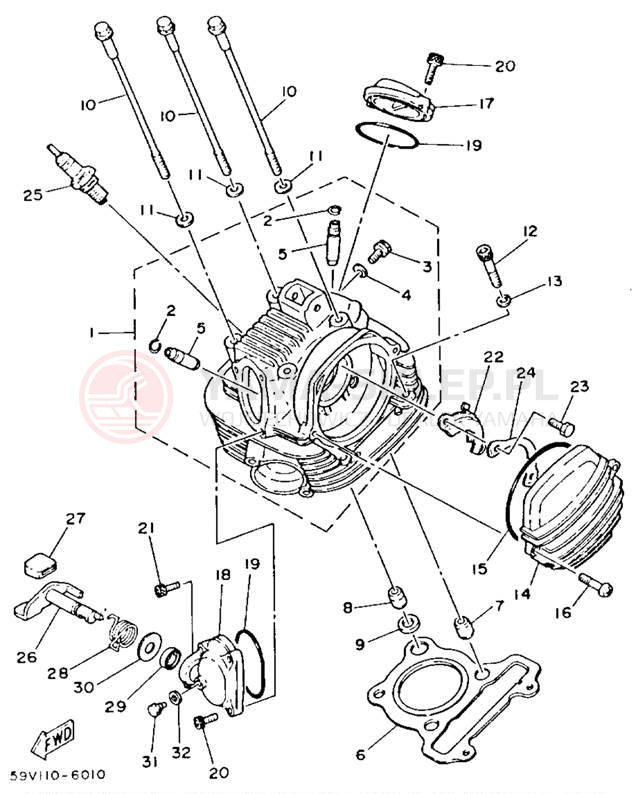 Schemat "głowica" do Yamaha MOTO-4 YFM225U