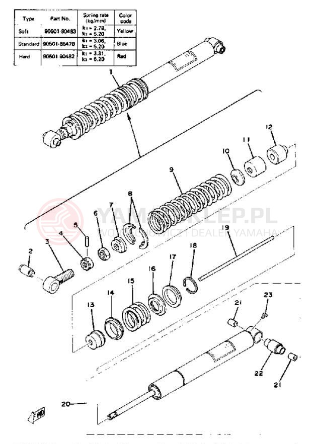 Schemat "Amortyzator tylny" do Yamaha IT175E