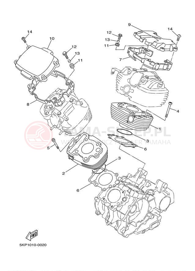 Schemat "cylinder" do Yamaha V-STAR CUSTOM XVS650RC/XVS650R
