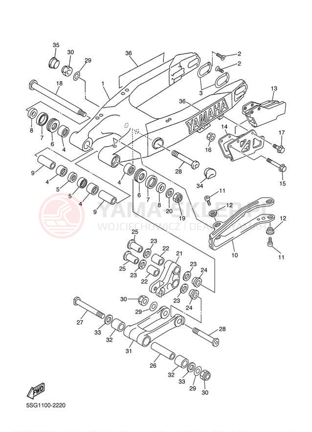Schemat "wahacz" do Yamaha YZ250F YZ250FP
