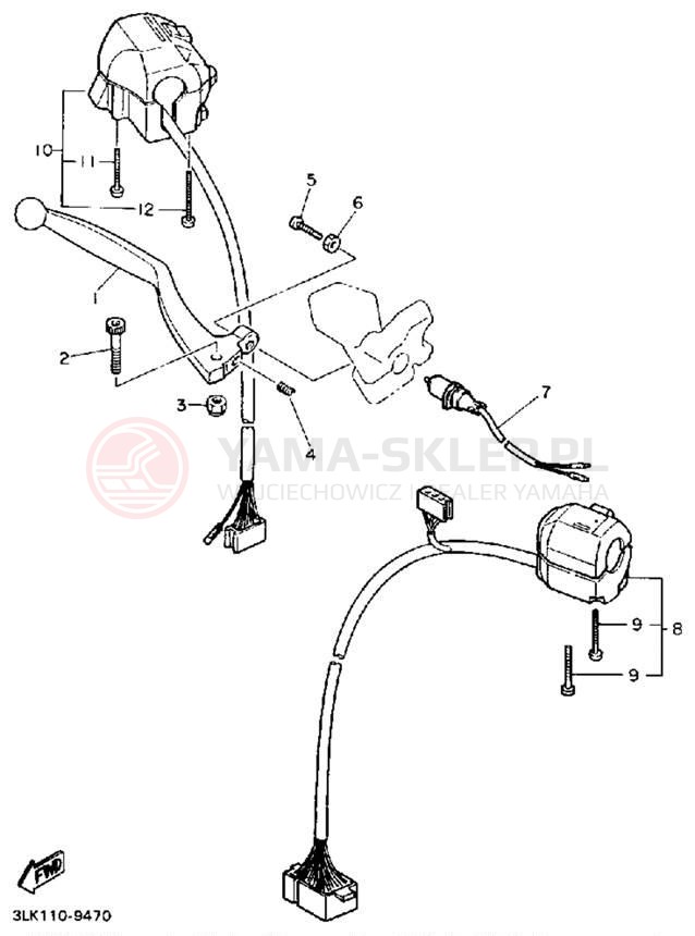Schemat "Kierownica i osprzęt" do Yamaha FZR1000A/FZR1000AC