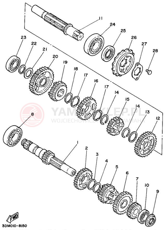 Schemat "Skrzynia biegów " do Yamaha VIRAGO 250 XV250G/XV250GC
