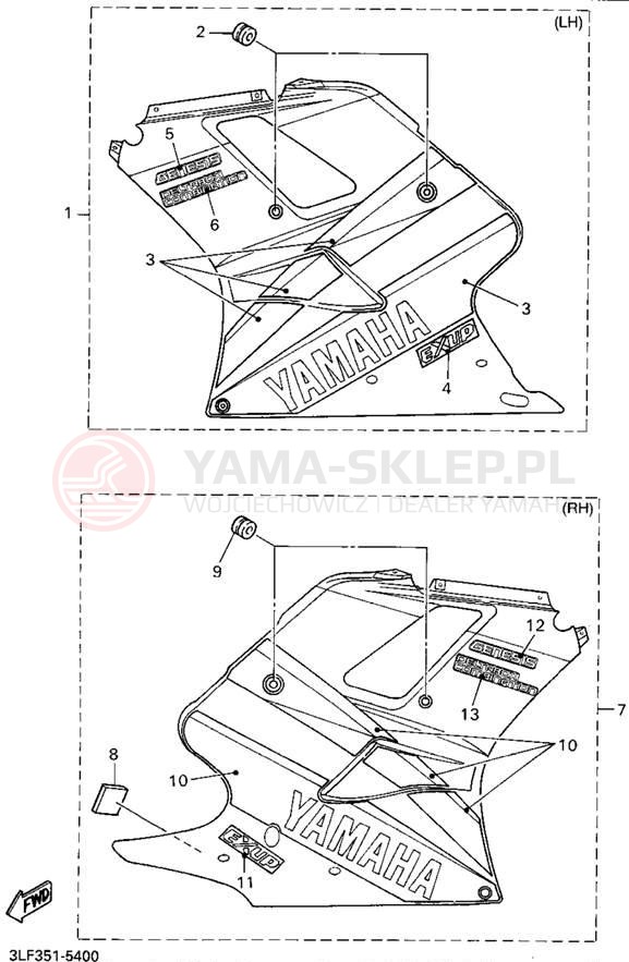Schemat "elementy nadwozia" do Yamaha FZR1000G/FZR1000GC