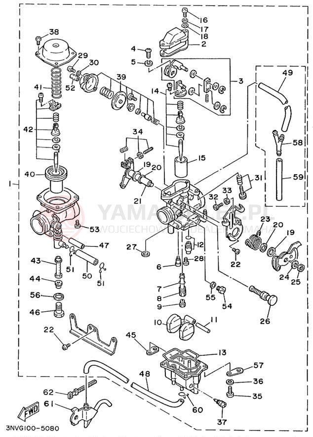Schemat "Gaźnik" do Yamaha XT350L/XT350LC