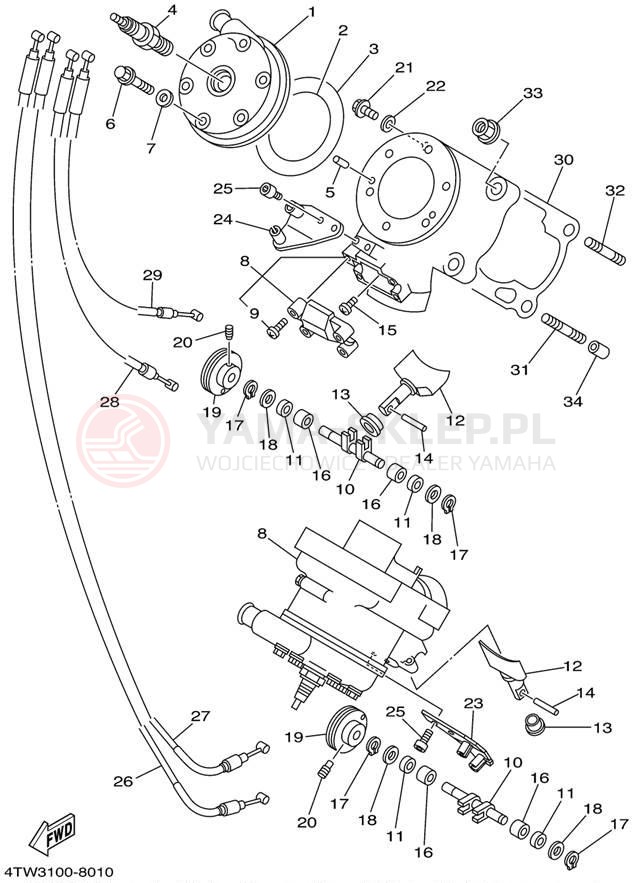 Schemat "głowica" do Yamaha TZ250 TZ250N