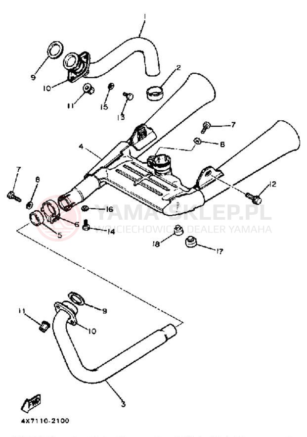 Schemat "Wydech końcowy" do Yamaha VIRAGO 750 XV750K