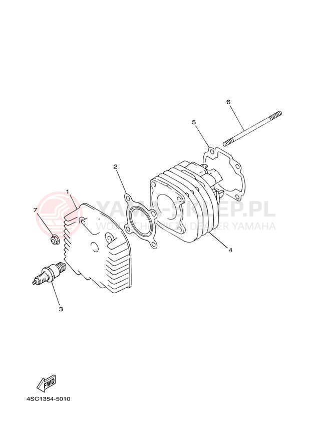Schemat "cylinder" do Yamaha ZUMA YW50T