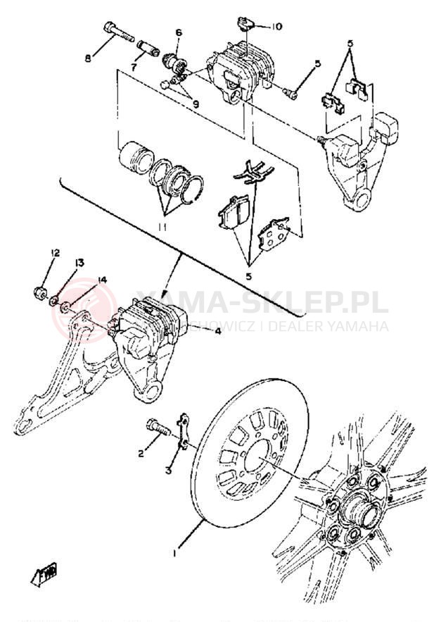 Schemat "Zacisk hamulcowy tylny" do Yamaha XS1100G