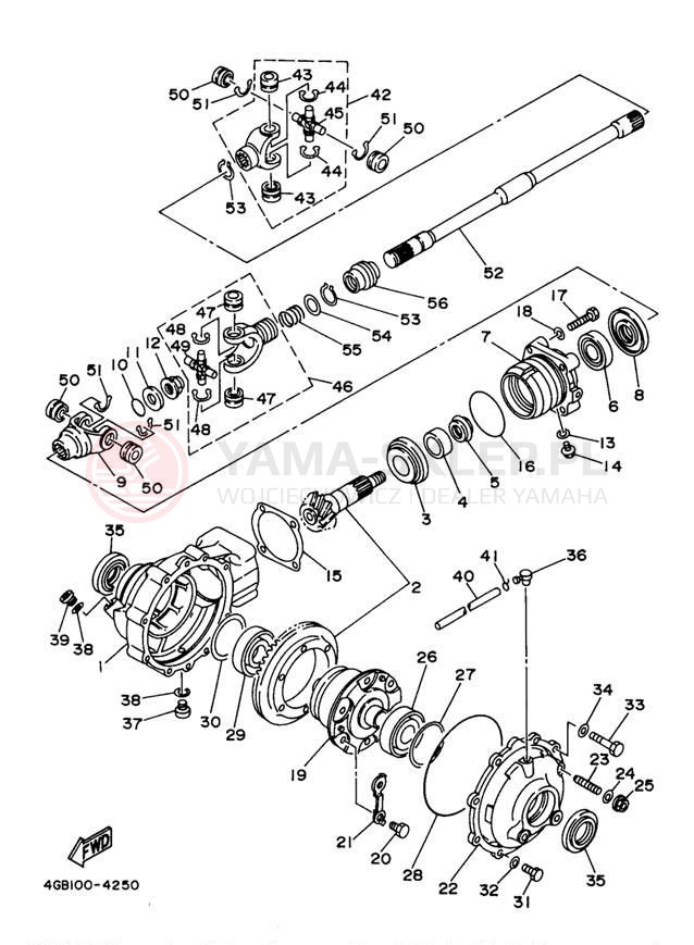 Schemat "Wał napędowy przód" do Yamaha YFM350FWJ_MNH