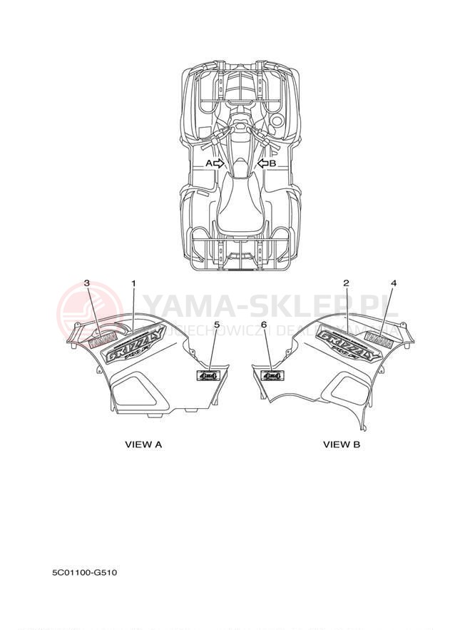 Schemat "naklejki" do Yamaha GRIZZLY FI 700 HUNTER YFM7FGHX