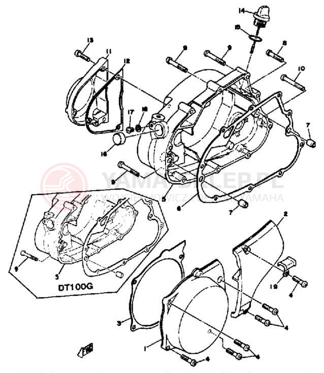 Schemat "Pokrywa silnika" do Yamaha DT100G