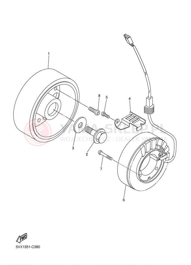 Schemat "prądnica" do Yamaha FZ6 FZS6TC/FZS6T