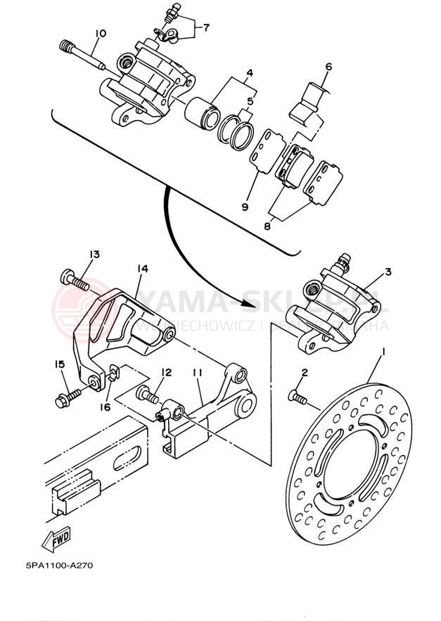 Schemat "Zacisk hamulcowy tylny" do Yamaha YZ85 YZ85P
