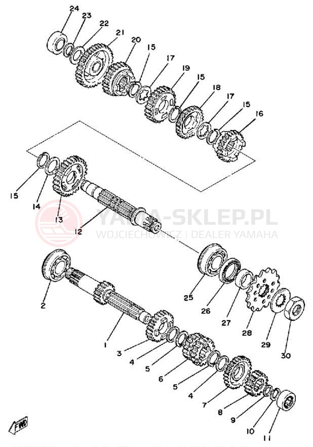 Schemat "Skrzynia biegów " do Yamaha IT250G