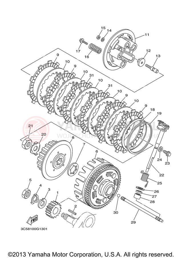 Schemat "sprzęgło" do Yamaha XT250 XT250X/XT250XC