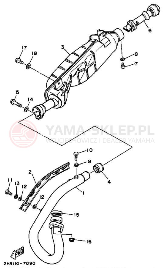 Schemat "Wydech końcowy" do Yamaha MOTO-4 YFM350ERU