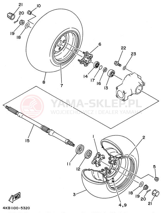 Schemat "Koło tył" do Yamaha WOLVERINE 4WD YFM350FXH_