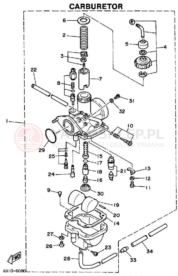 Schemat "Gaźnik" do Yamaha MOTO-4 YFM200DXT