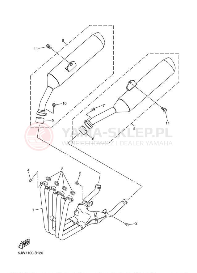 Schemat "Wydech końcowy" do Yamaha FJR1300 FJR13T/FJR13TC