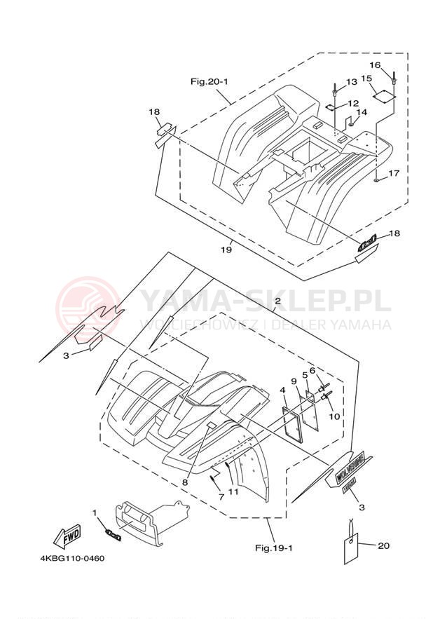 Schemat "naklejki" do Yamaha WOLVERINE YFM350FXM/YFM350FXMC