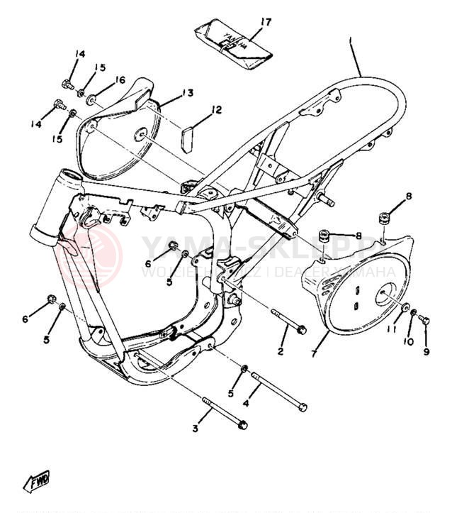Schemat "pokrywa boczna ramy" do Yamaha YZ80E