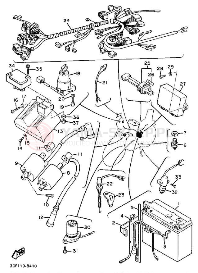 Schemat "układ elektryczny" do Yamaha VIRAGO 1100 XV1100U/XV1100UC