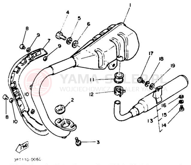 Schemat "Wydech końcowy" do Yamaha Y-ZINGER PW50E
