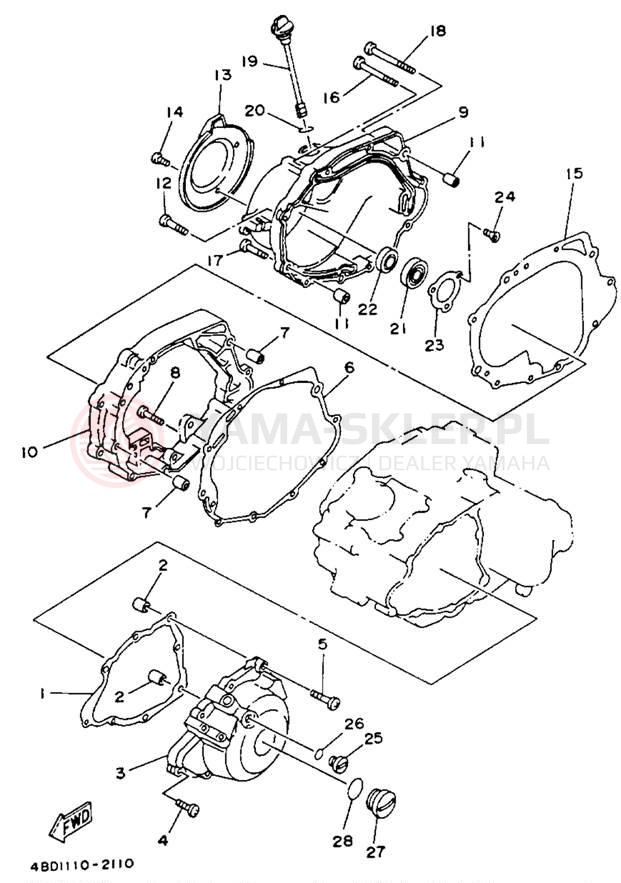 Schemat "Pokrywa silnika" do Yamaha YFB250E_MN