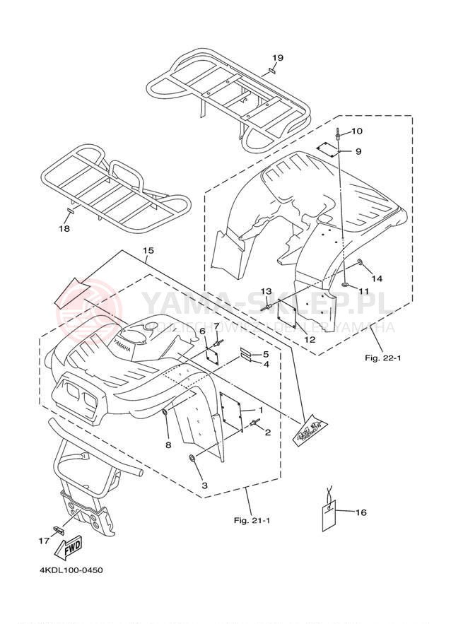 Schemat "naklejki" do Yamaha TIMBERWOLF 4WD YFB250FWM