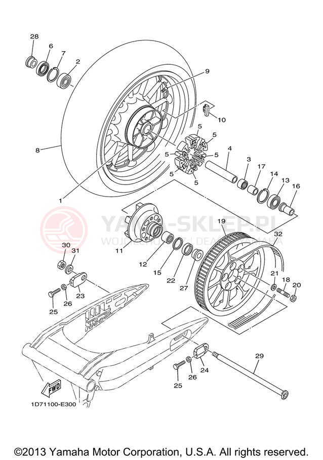 Schemat "Koło tył" do Yamaha STRATOLINER XV19CTV/XV19CTVC